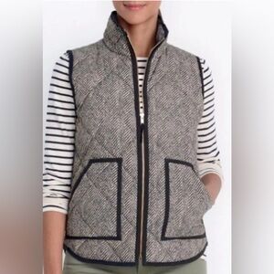 J.Crew Herringbone Quilted Puffer Vest – Black/Cream, Women’s S (Down Fill)